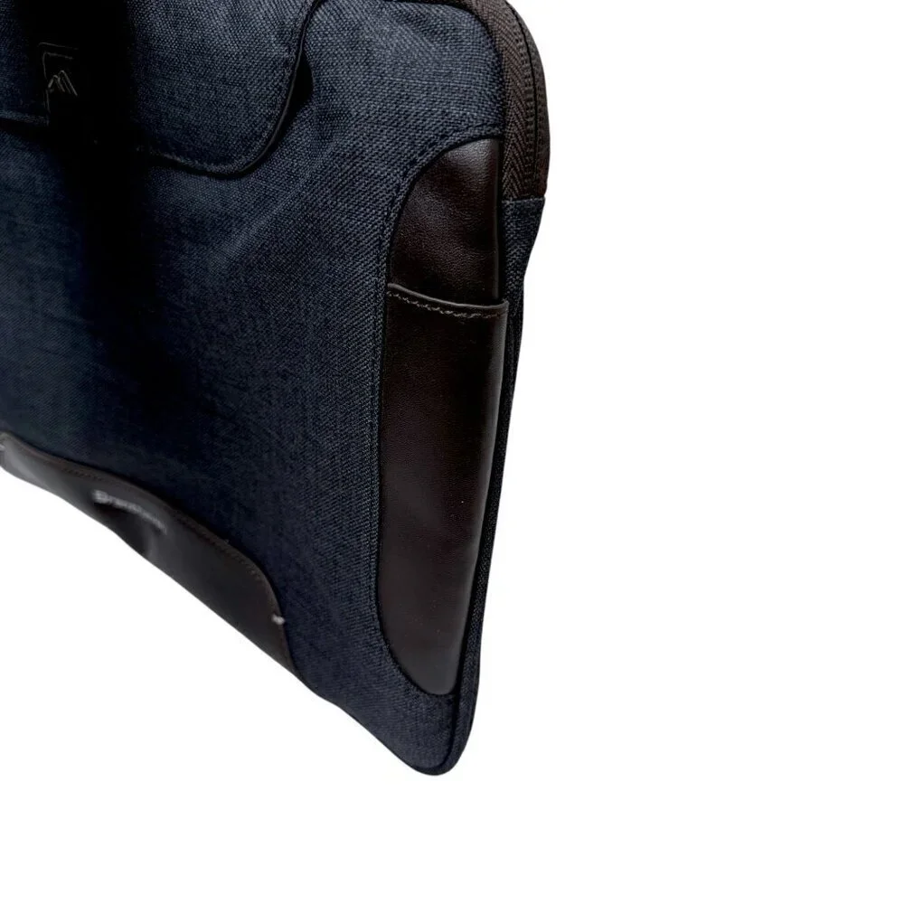 Brenthaven Collins Case iPad / Tablet Holder Blue Fabric Brown Faux Leather Trim